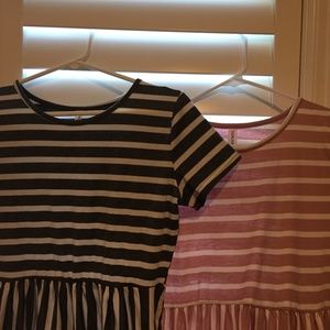 Two tickled teal dresses